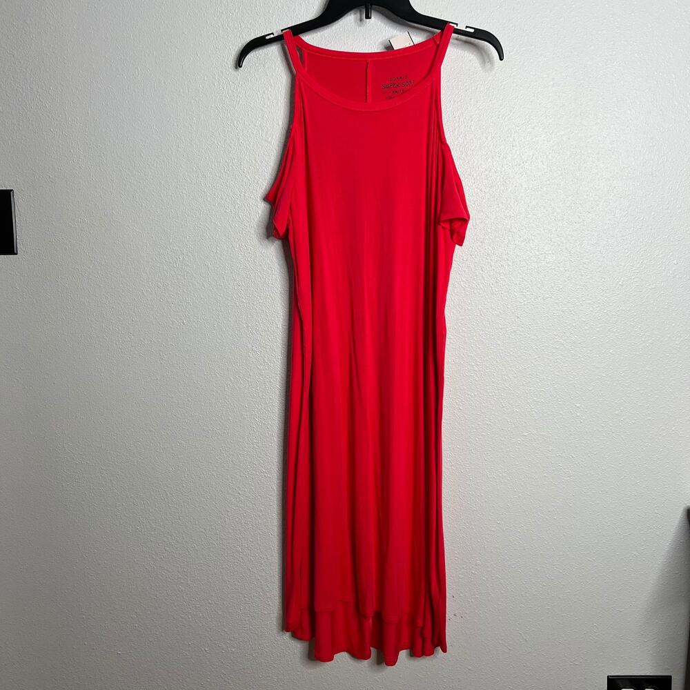 Torrid Super Soft Knits Tank Dress Red Hi-Low Hem Cold Shoulder Sleeve Sz 2X
